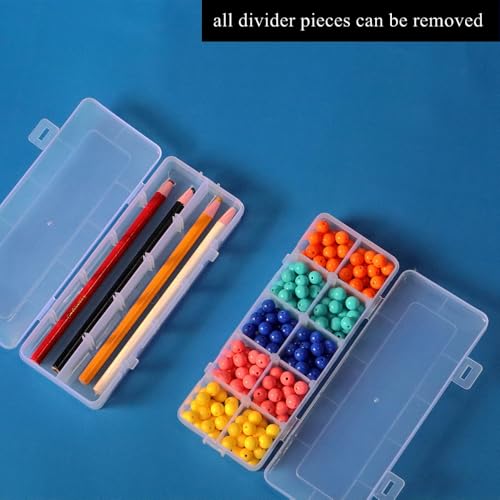 Image of 12 Pack Clear 10 Grids Plastic Storage Box with Adjustable Divider, Transparent Organizer Container Case for Bead, Jewelry, Craft Supplies, Small Part, Sewing Kit, DIY Accessories