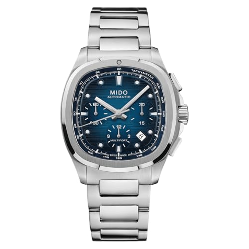 Image of MIDO Multifort TV Chronograph - Swiss Automatic Watch for Men - 41.2 x 42mm Case - Stainless Steel Bracelet Plus Additional Strap