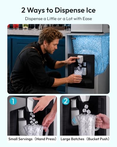Image of EUHOMY Commercial Ice Maker Machine 500Lb /24H, Ice Ready in 10-15 min,SECOP Compressor, Industrial Ice Machine with 130Lbs Automatic Ice Bin Dispenser, Ice Maker Machine for Hotel /Restaurant /Business