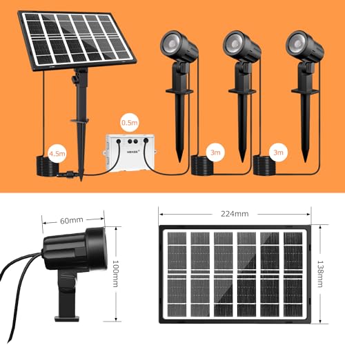 MEIKEE 改良版ソーラー ガーデンライト ソーラーライト 屋外 【リモコン付き】スポットライト電球色 昼白色 昼光色 3色切替 3段階調光 IP66防水 5000mAH 200LM＊3 明暗センサー 自動点灯/消灯 連続点灯12時間可能 タイミング機能 2H/4H/6H常時点灯可能 メモリー機能 電気代0 庭園照明 防犯対策 玄関先 庭 車道 芝生 1年間保証 適格請求書発行可能 5枚目