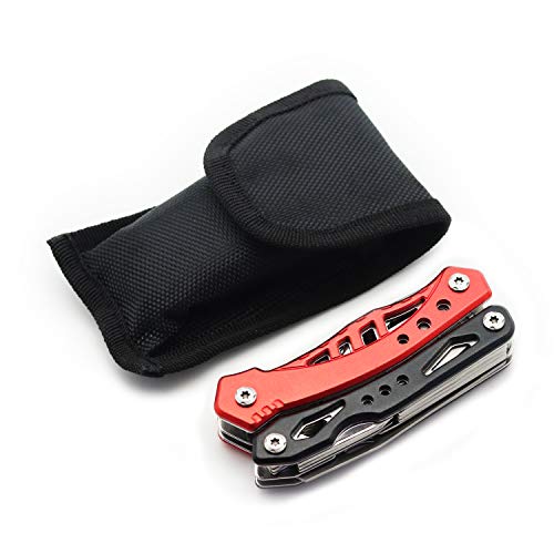 Bravedge Alicates Multiherramienta, 12 en 1 Herramienta Portátil de Usos Múltiples, Alicates Plegables de Acero Inoxidable con Cuchillo, Sierra, Funda de Nylon, para Acampar, Supervivencia, Bricolaje