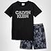 Calvin Klein Kids Boys' Short Sleeve T-Shirt and Shorts Pajama 2-piece Set, Black Tie Dye, Large