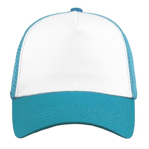 Image of Falari 5-Panel Mesh Baseball Cap, Trucker Hat, Structured Plain Design, Cotton, Adjustable Size