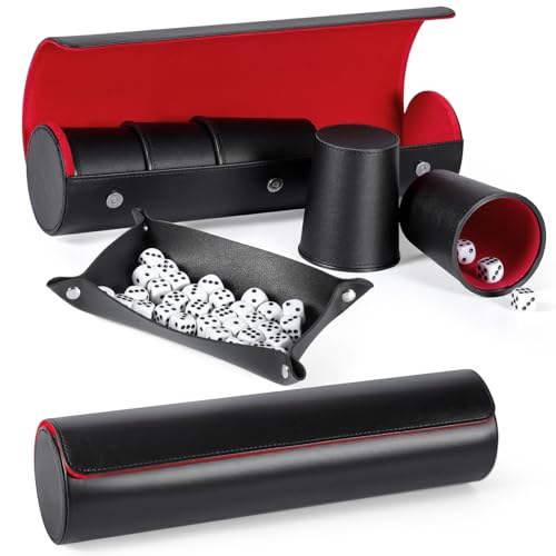 Juego de dados de cuero ImnBest con 10 vasos y 50 dados rojos