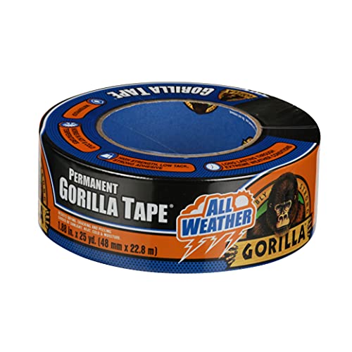 Gorilla All Weather Outdoor Waterproof Duct Tape, Uv And Temperature Resistant, 1.88" X 25 Yd, Black, (Pack Of 2) #TOP6