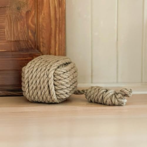 Marco Paul Novelty Animal Doorstops Soft Plush Weighted Door Stopper Wedge Brown Fabric Home Décor Gift Heavy Duty Livingroom Bedroom Office Indoor Rustic Traditional Ornament (Rope Ball Doorstop)