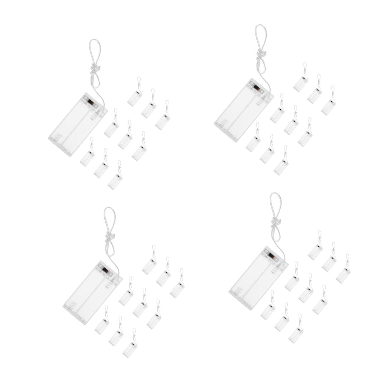 YARNOW 4 Set Scatola Per Batterie Con Stringa Luminosa Porta Batterie Custodia Per Guscio Per Aa Abs Trasparente 10 pezzi * 4