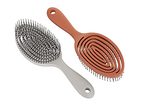 Vented Detangler Brush for Wet & Dry Hair - Soft Elastic Massage Comb- No Tangle Hair Brush for Curly, Thick, Straight, for All Hair Types Natural Hair- Smoothly Glides- Vented Detangling Hair Brush for Men, Women, Kids (Warm Grey)