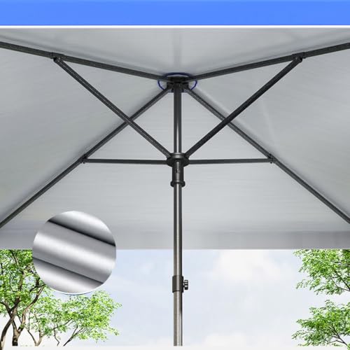 Sombrilla de patio cuadrada impermeable azul de 2m con manivela integrada 7