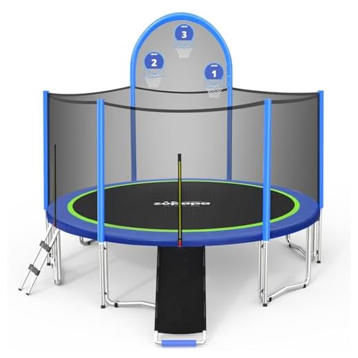 Zupapa 1500LBS Weight Capacity No-Gap Design Kids Trampoline 16FT 15FT 14FT 12FT 10FT Outdoor Safety Enclosure Trampolines with Non-Slip Ladder for Children, Adults & Family Backyard Fun