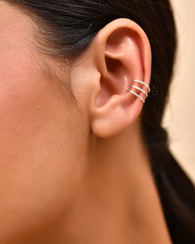Image of Nemichand Jewels 925 Sterling Silver Clip-On Non-Pierced Ear Cuff For Women & Girls (1pc)