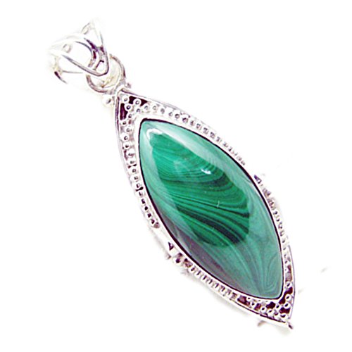Pendentif malachite contre reflets ternes collier argent 925