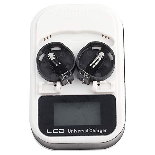 Chargeur de batterie, avec écran LCD AC100~240V Large entrée de tension Chargeur de batterie rechargeable pour piles boutons rechargeables au lithium-ion(European Plug) Cover