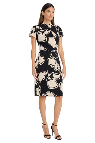 Maggy London Women's Puff Sleeve Twist Neck Midi Dress2