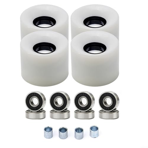 RichVibe - Lot de 4 roues de skateboard 78A 60 x 45 mm avec roulements ABEC9 et entretoises pour une installation rapide (blanc)