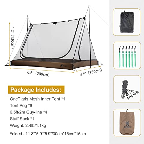 OneTigris 2 Person Mesh Tent, 3 Openings Screen Shelter with Waterproof Bathtub Floor for Outdoors Camping Lightweight Backpacking Thru-Hiking Travel Patio - Image 3