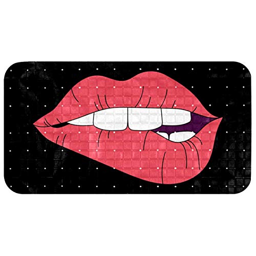 Tapis de bain séchage rapide noir 67x37 cm à motif lèvres - 2