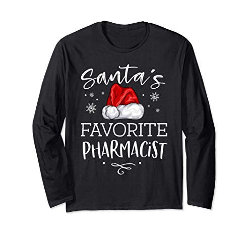 Santa's Favorite Pharmacist Pajama Christmas Pharmacy Gift Long Sleeve T-Shirt