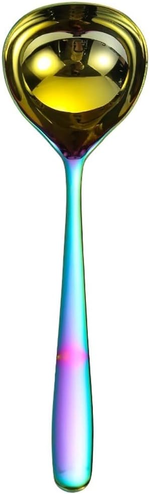 大さじ スタイリッシュでカラフルなステンレス鋼のお玉、家庭用長柄スプーン、調理用および食用スプーン (8インチ) キッチンとレストラ