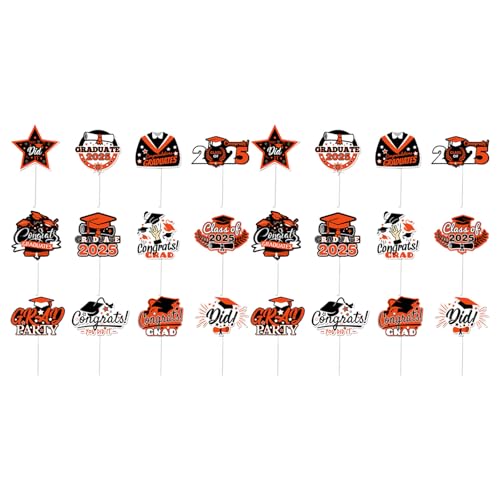 Illkjasfc Paquete De 24 Adornos para Tartas Adornos Magdalenas Comida Graduación Selección Pasteles Segura Accesorios Hornear Decoraciones Creativas Fiestas Suministros