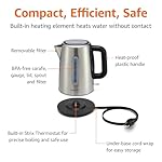 Amazon Basics Electric Stainless Steel Kettle for Tea and Coffee, BPA-Free, Fast Boiling, Auto Shut-Off, 1.7 Liter, 1500W, Black and Silver - Image 3