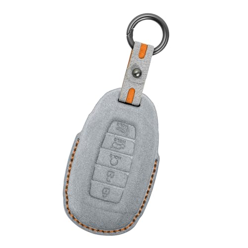 Coque de clé Hyundai en cuir gris fait main pour habiller votre boîtier Elantra