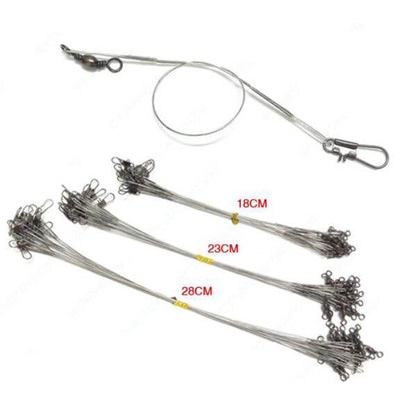 18/23/28CM Waterproof Anti Bite Steel Wire Leader Fishing Line with Pin Ring 1 Set