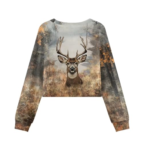 Crop Top Sweatshirts for Girls Kids Long Sleeve T-Shirt Cute Active Tees Top School Clothes 5-14Y2