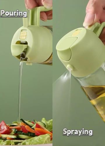 Image of 800ml Olive Oil Sprayer for Cooking - 2 in 1 Olive Oil Dispenser for Kitchen Gadgets, Air Fryer, Salad, and BBQ - Green (800, Milliliters)