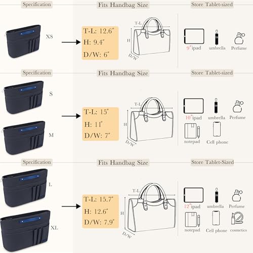 HyFanStr Purse Organizer Insert for Handbags,Tote Bag Organizer Insert Zipper Bag for Women, Handbag Organizer Inside Liner with 15 Pockets, Gray by HyFanStr - Image 5