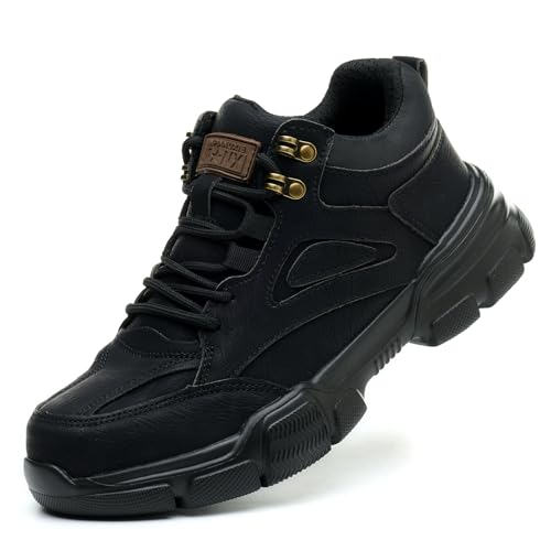Steel Toe Work Boots for Men Wide Width Indestructible Safety Shoes Construction Shoes for Wide Feet Utility Mens Work Shoe