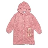 [Mie-Mie] 着る毛布 ルームウェア ガウン 子供 キッズ 着ぐるみ ふわもこ あったか ロング丈 フード付 誕生日 出産祝い プレゼント くまさん カーディガン ナイトウェア (140, ピンク)