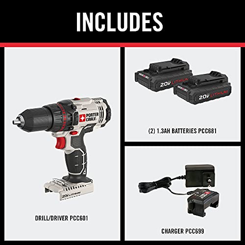 Porter-Cable 20V Max* Cordless Drill/Driver, 1/2-Inch, Tool Only (Pcc601Lb) #TOP1