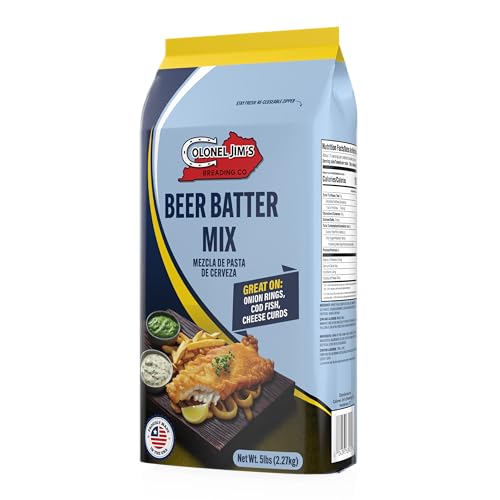 Colonel Jim\'s Beer Batter Mix, 5 lb Bags - Classic Coating for Fish, Shrimp & Vegetables - Professional Restaurant-Quality