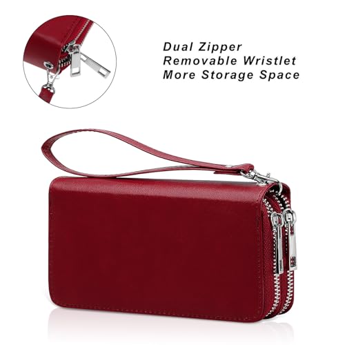 Image of Double Zipper Wallet for Woman Clutch Purse with Cell Phone Holder for Smartphone /Card /Coin /Cash