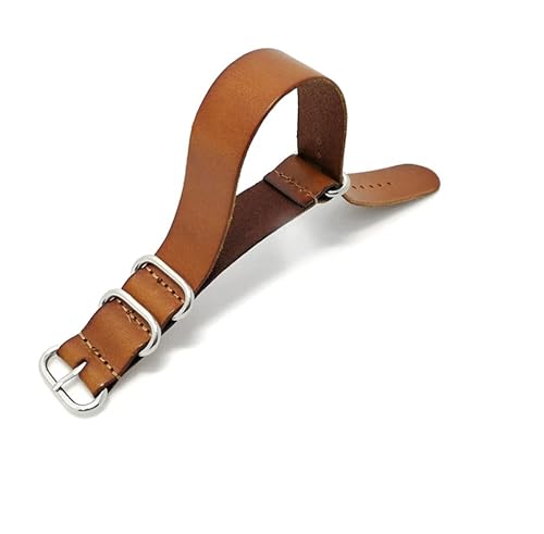 Pulseira Nato De Couro para Relógio Preta Marrom (22mm, Marrom claro)