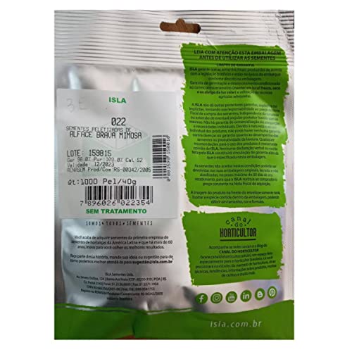 Sementes de Alface Mimosa Brava Peletizada (1000 un) ISLA