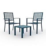GAOMON 3 Piece Patio Bistro Set, Outdoor Patio Furniture Set with Coffee Table, Conversation Sets for Apartment Balcony, Backyard, Porch, Peacock Blue