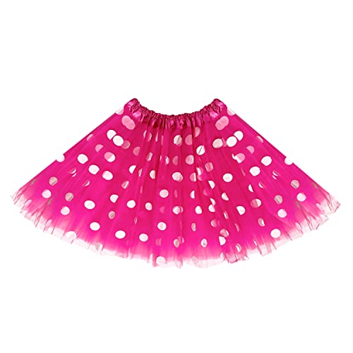 Oblique Unique® Tutu Tütü Reifrock Unterrock Petticoat Damen Frauen Rock Pink Weiß gepunktet als Kostüm Accessoire für Fasching Karneval Motto...
