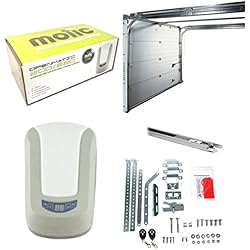MOTIC -Openmatic 200, Motor Puerta de Garaje Basculante, Mecanismo para puertas oscilantes, Automatismos puerta seccional, Apertura a Distancia, Incluye mandos, guia puerta garaje 3,3 metros de largo