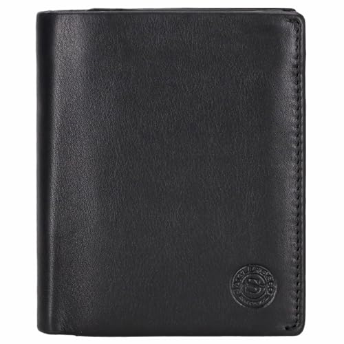 Sattlers & Co. Hochkantbörse Herren The Grandes Wolki | RFID-geschützte Geldbörse mit 16 Kartenfächern, 2 Scheinfächern, Münzfach, 5 Steck- & 3 Sichtfächern (Black)