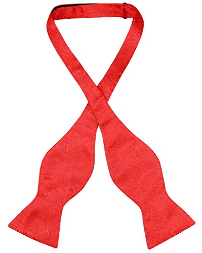 Vesuvio Napoli SELF TIE Bow Tie RED Color PAISLEY Design Men's BowTie