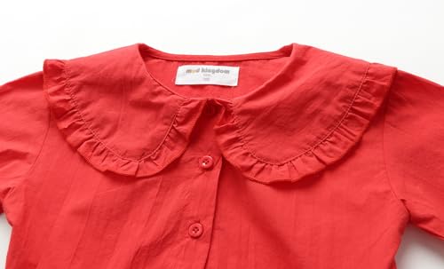 Image of Mud Kingdom Girls Blouse Shirts Spring Fall Long Sleeve Button-Down Top Ruffle Collar