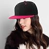 YeeHeen Snapback Hat Flat Bill Visor Hats Adjustable Hip Hop Baseball Cap for Women Men Black Rose Red #2