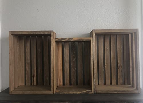 Rustic Vintage Wood Crates Set Of 3 2 17 X12 X 6 1 15 X 10 X 51/2 #TOP3