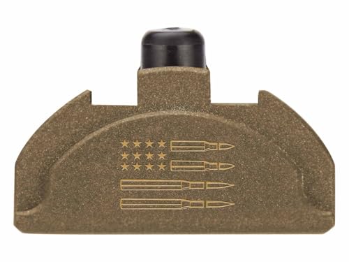 NDZ Performance Grip Plug for Glock Gen 4-5 with Backstrap – Heavyweight Brass – Fits G17 G19 G22 G23 G31 G34 G45 G47 – Cerakote Burnt Bronze Finish, Stars Bullets US Flag – Made in USA