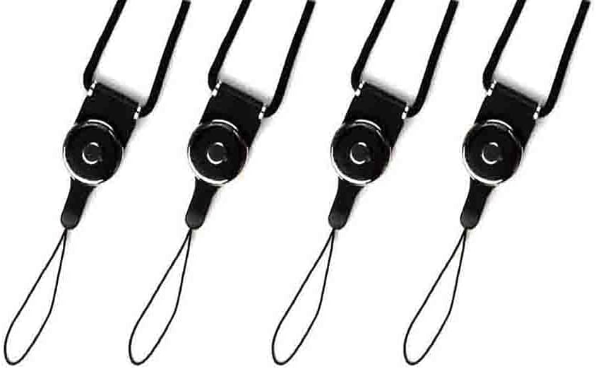 Detachable Sling Hook Lanyard Necklace Wrist & Neck Strap Keychain Wristlet for Mobile Phone & Office Portable Item (3 Pack - Black)