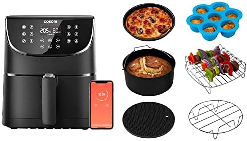 COSORI Smart WiFi Air Fryer 5.5L 100 Recipes, Chip Fryers for Home Use, Keep Warm, Preheat & Shake Remind, 1700W & Air Fryer Accessories Set, Fit All of Brands 5.5 L