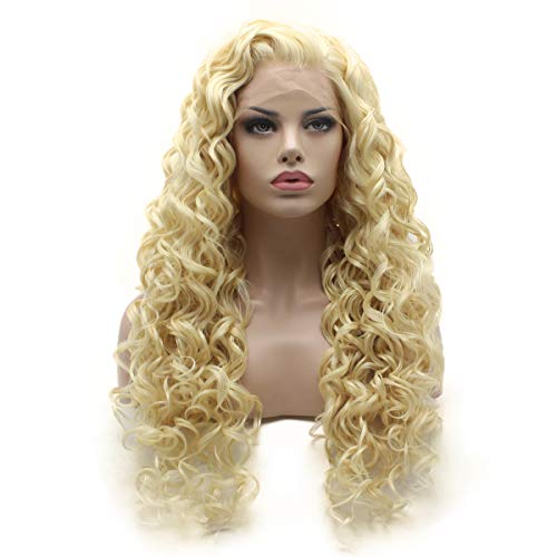 Lushy Hair Lace Front Synthetic Long 26inch Curly Blonde Wigs