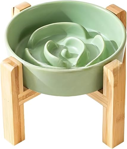 Yatome 慢食ボウル フードボウル 小型犬 猫用 早食い防止 陶器製 防転倒スタンド付き 大容量 400ml 800ml えさ皿 防滑設計 猫用エサ皿にも スローフィーダー 健康管理 お手入れ簡単 (800ml,C)